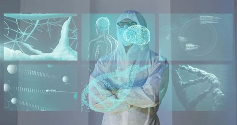 Innovative medical technology concept with healthcare professional in ppe
