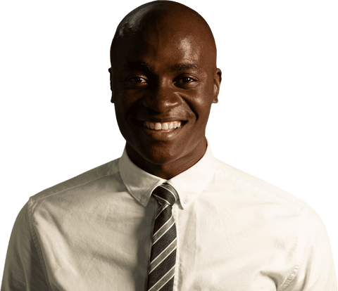 Transparent Smiling Businessman Portrait in White Shirt