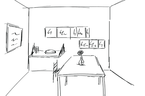 Minimalist room interior illustration with transparent background