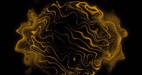 Glowing Abstract Waves in Digital Gold Pattern