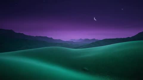 Surreal Dreamscape with Crescent Moon Illuminating Night