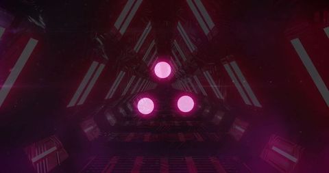 Futuristic Digital Tunnel with Glowing Pink Lights