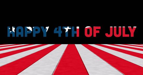 Happy 4th of july text with red and white stripes