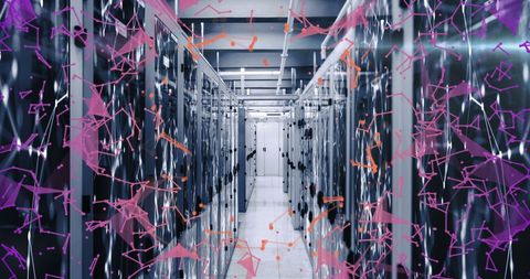 Advanced Server Room with Digital Network Overlay - Download Free Stock Images Pikwizard.com