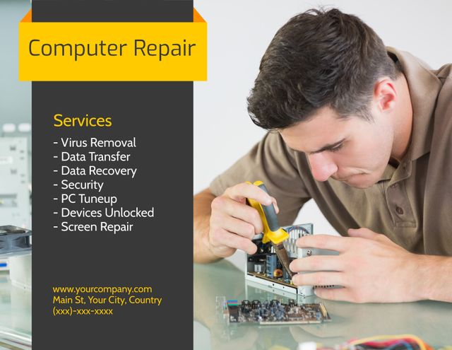 Expert Computer Hardware Repair and Tech Support Services Ad - Download Free Stock Templates Pikwizard.com