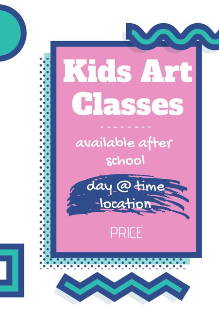 Colorful Kids Art Classes Poster for After School Activities - Download Free Stock Templates Pikwizard.com