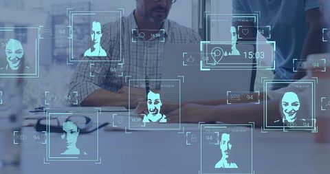 Diverse Team Analyzing Social Media Interactions in Office Setting