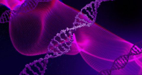 Colorful DNA Strand with Abstract Digital Waves - Download Free Stock Images Pikwizard.com