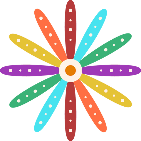 colorful geometric daisy with dotted petals on transparent background - Download Free Stock Videos Pikwizard.com