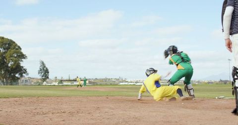 Dynamic baseball game athletes at home plate