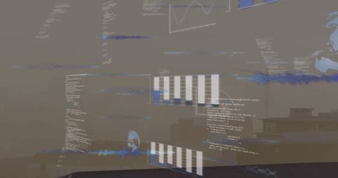 Digital Interface Analytics Overlay on Cityscape