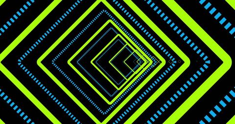 Hypnotic Neon Loop with Blue and Yellow Geometric Patterns - Download Free Stock Images Pikwizard.com