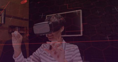 Woman Engaging in Virtual Reality with Futuristic Interface Effects - Download Free Stock Images Pikwizard.com