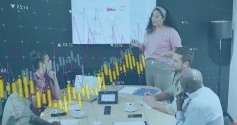 Business Presentation with Financial Data Overlay in Office