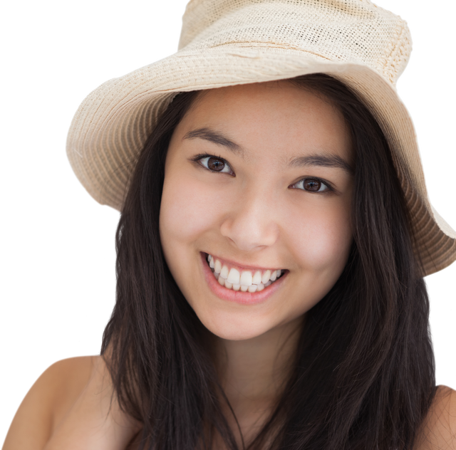 Smiling Woman Wearing Straw Hat on Transparent Background - Download Free Stock Videos Pikwizard.com