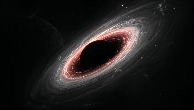 Deep space black hole with stunning accretion disk