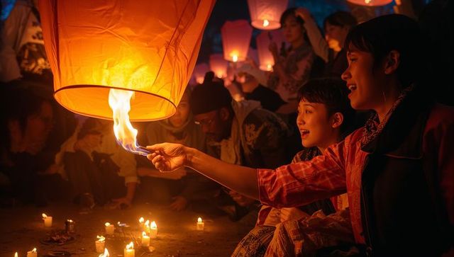 Enchanting lantern festival with candlelit celebration