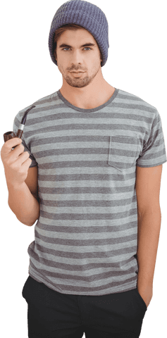 transparent stylish man holding pipe in casual attire - Download Free Stock Videos Pikwizard.com