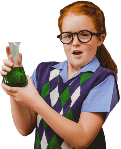 curious schoolgirl holding beaker on transparent background - Download Free Stock Videos Pikwizard.com