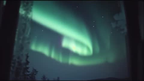 Magnificent Aurora Borealis Dancing Over Dark Forest