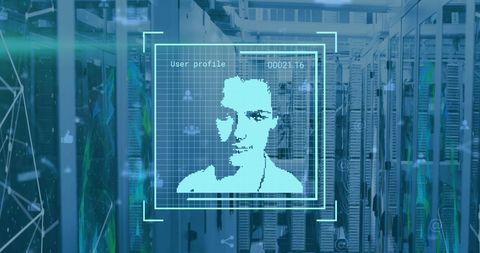 Digital Face Recognition in Futuristic Data Center - Download Free Stock Images Pikwizard.com