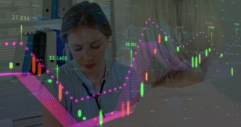 Health economics concept with doctor and financial graphs overlay