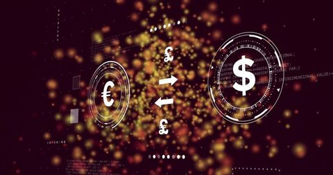 Digital Interface Displaying Euro, Dollar, Pound Exchange