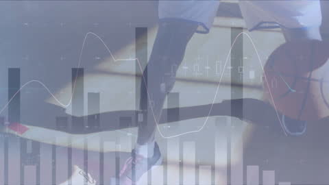Basketball Player with Overlay of Financial Data Graphics