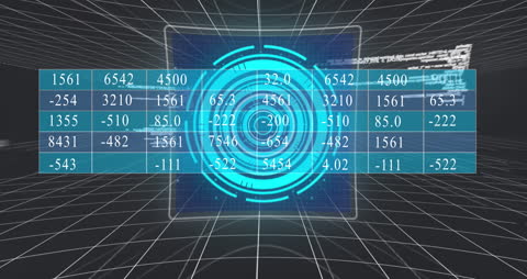 Digital Interface with Animated Data Processing and Gridlines