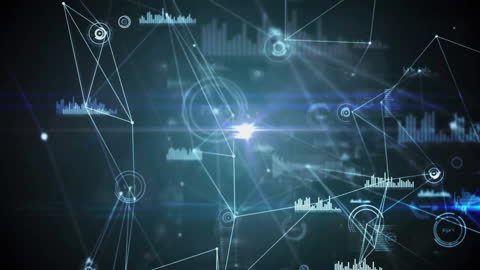 Global Digital Network Connections and Data Processing Visualization