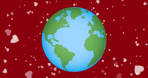 Illustrated Globe Surrounded by Hearts - Download Free Stock Images Pikwizard.com