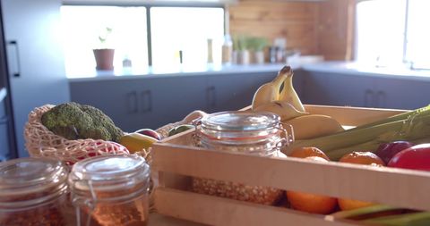 Fresh Produce and Seasonings in Sunlit Kitchen - Download Free Stock Images Pikwizard.com