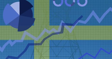 Economic Growth Charts with Swedish Flag Background - Download Free Stock Images Pikwizard.com