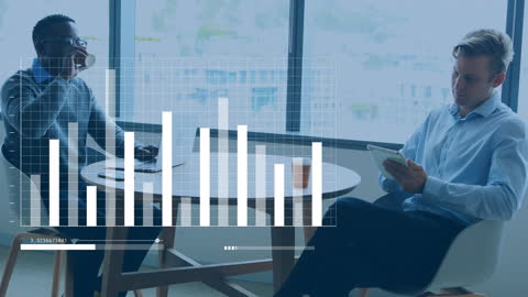 Businessmen Analyzing Digital Data with Gadgets in Modern Office