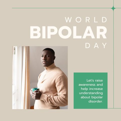 World bipolar day awareness campaign concept with man