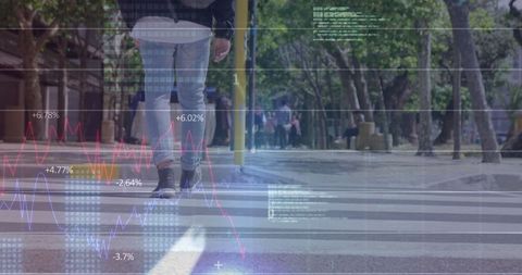 Data visualization overlay on urban street scene