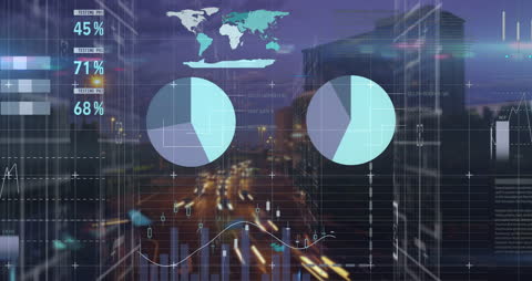 Abstract Data Animation with Digital Statistics and Chart Overlays