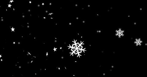 Festive Falling Snowflakes and Stars on Night Sky Background
