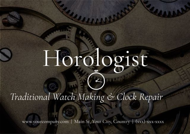 Horologist Advertisement Featuring Intricate Watch Gears and Mechanism - Download Free Stock Templates Pikwizard.com