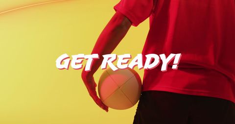 Motivational sports concept with female rugby player and modern typography