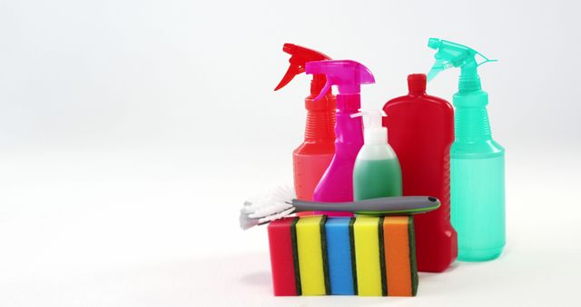 Cleaning Products and Supplies on White Background - Download Free Stock Images Pikwizard.com