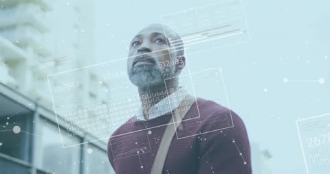 Futuristic Financial Data Overlay on City Street