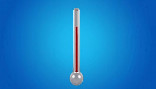 Digital Thermometer Icon on Clean Blue Background