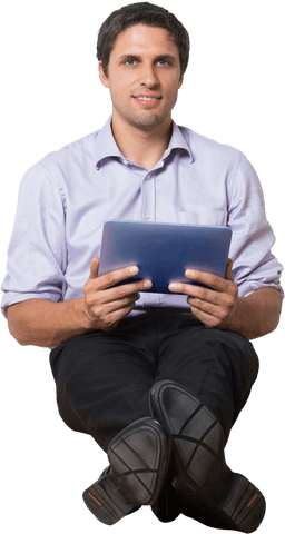 Transparent Cutout of Man Holding Tablet in Relaxed Pose - Download Free Stock Videos Pikwizard.com