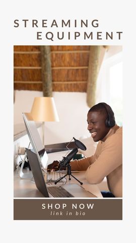 joyful streaming with professional equipment at home studio - Download Free Stock Templates Pikwizard.com
