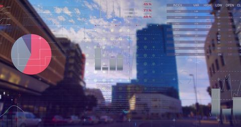 Financial Data and Analytics Overlay on Urban Cityscape - Download Free Stock Images Pikwizard.com