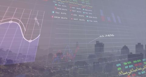 Hybrid View of Financial Graphics Over Modern Cityscape - Download Free Stock Images Pikwizard.com