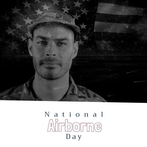 Caucasian soldier portrait against american flag background
