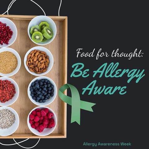 Allergy Awareness Week Promotion with Healthy Food and Green Ribbon ...