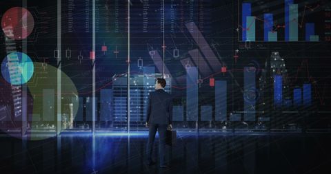 Businessman Analyzing Digital Financial Data in Futuristic Office - Download Free Stock Images Pikwizard.com